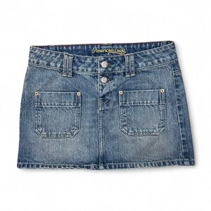 NWT Y2K American Eagle Denim Mini Skirt with Patch Pockets Size 2